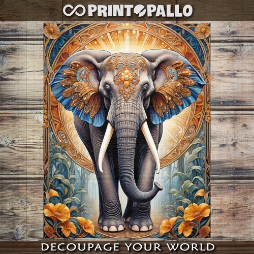 Decoupage _ Indian holy elephant as icon  Poster