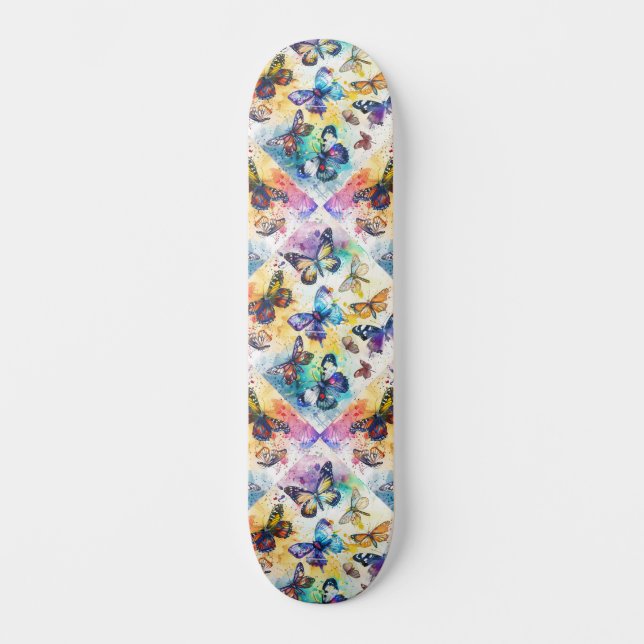 Decoupage Inspired Butterfly Collage Skateboard (Front)
