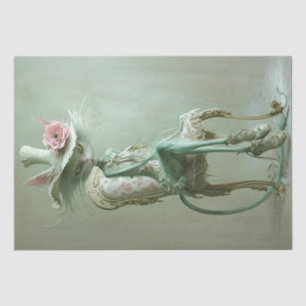 Decoupage Intricate Sage Green Cat Vintage Chair Tissue Paper