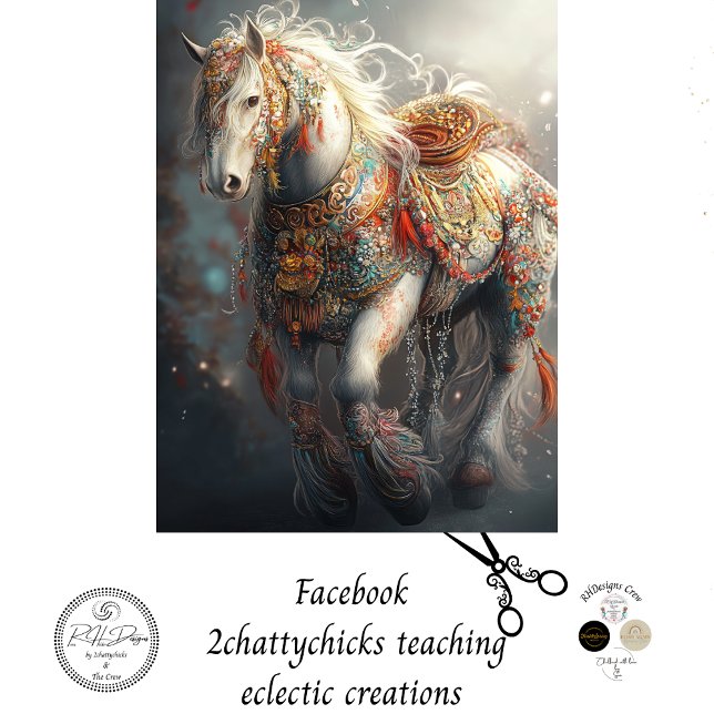 Decoupage Intricate White Horse & Embellishments  Tissue Paper (Creator Uploaded)