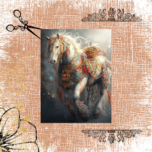 Decoupage Intricate White Horse & Embellishments Tissue Paper