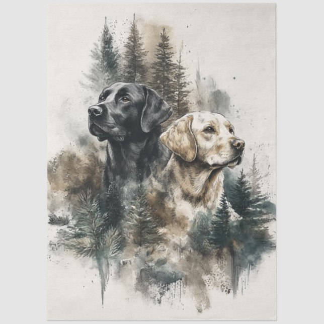 Decoupage Labrador Retrievers Black Gold  Tissue Paper (Front)