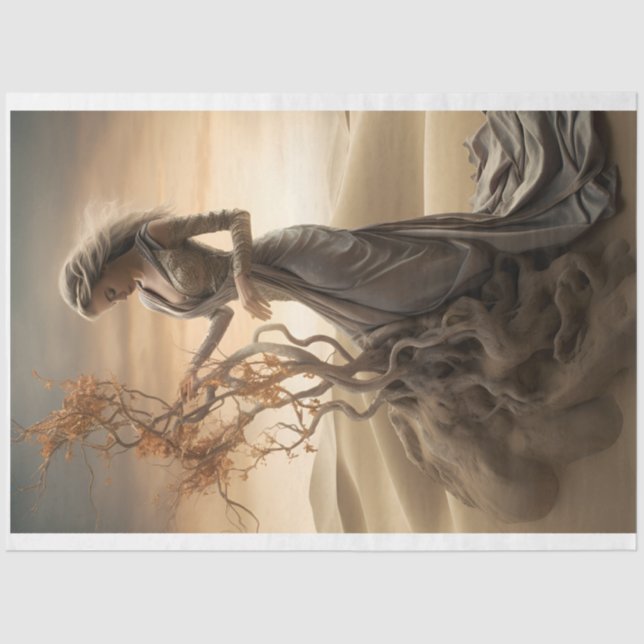 Decoupage Lady in the desert Tissue Paper (Front)