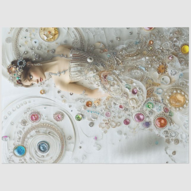 Decoupage Lady Jewelry Art Swirling Patterns Tissue Paper (Front)