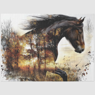 Decoupage Landscape Horse Double Exposure Forest Tissue Paper