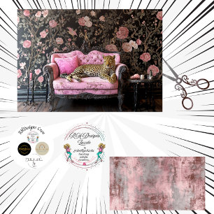 Decoupage Landscape Leopard Pink Sofa Floral Tissue Paper