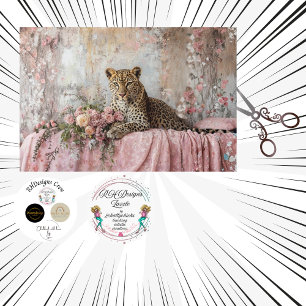 Decoupage Landscape Leopard Romantic Pink Floral Tissue Paper