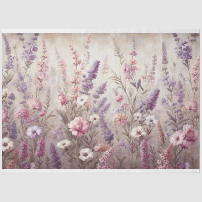 Decoupage Lavender Wildflower Tissue Paper (Front)
