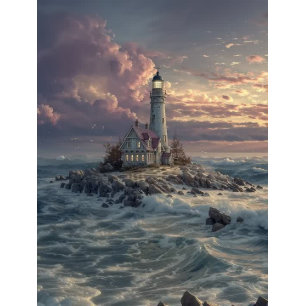Decoupage Lighthouse Stormy Seas Tissue Paper