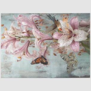 Decoupage Lilies Hummingbirds Butterflies Sage Tissue Paper