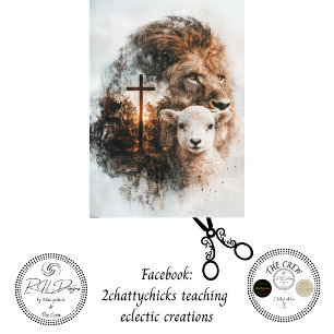 Decoupage Lion Cross Lamb Double Exposure Art  Tissue Paper