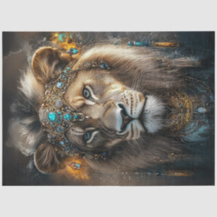 Decoupage Lioness Adorned American Indian Jewelry  Tissue Paper