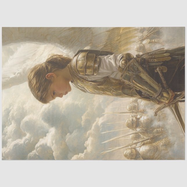 Decoupage Majestic Angelic Angel Ready for Battle  Tissue Paper (Front)