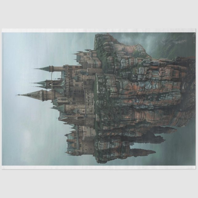 Decoupage Majestic Castle Medieval Fortress  Tissue Paper (Front)