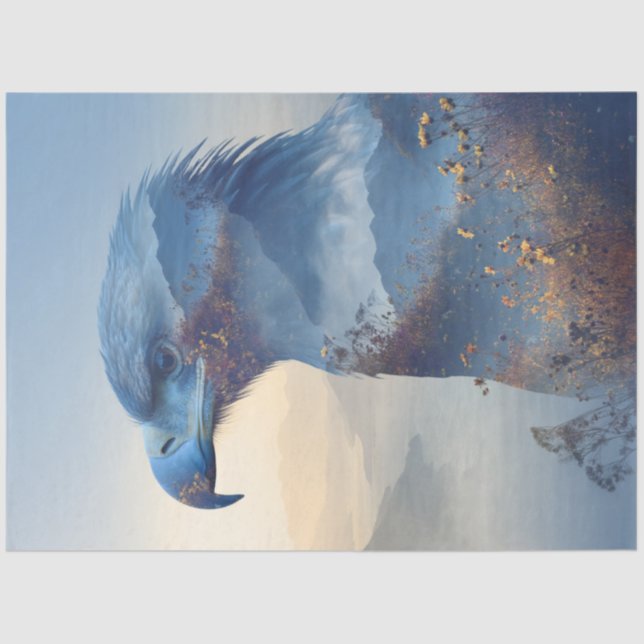 Decoupage Majestic Eagle Double Exposure Mountains Tissue Paper (Front)