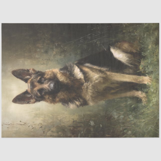 Decoupage Majestic German Shepard Posing Portrait  Tissue Paper (Front)