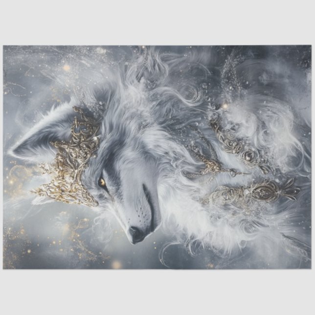 Decoupage Majestic Regal Wolf of Royalty  Tissue Paper (Front)