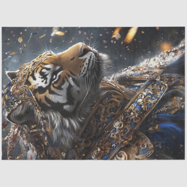 Decoupage Majestic Royal Lion in Armor  Tissue Paper (Front)