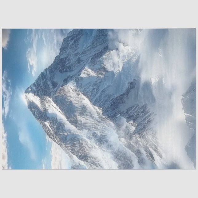 Decoupage Majestic Swiss Alpes Snow Mountains Tissue Paper (Front)