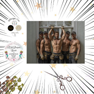 Decoupage Masculine Construction Wall Art Print Tissue Paper