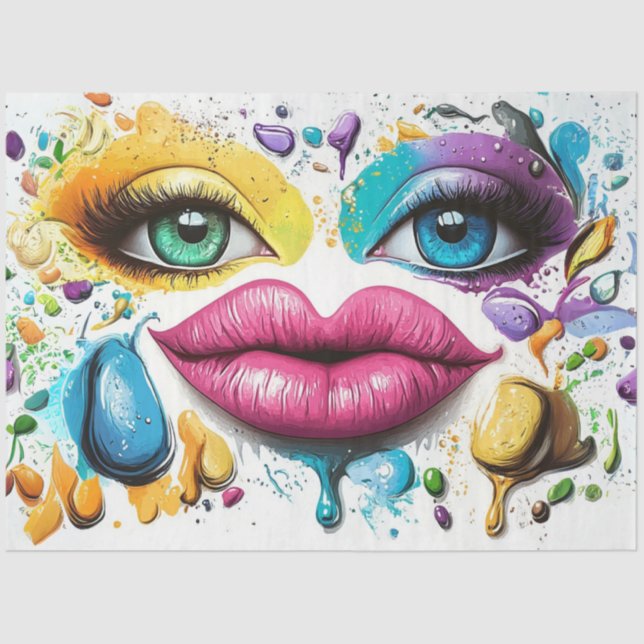 Decoupage Mesmerizing EYES Vibrant Color Pop Art  Tissue Paper (Front)