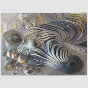 Decoupage Metallic Adorned Zebra Jewel Patterns Tissue Paper