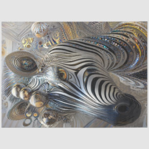 Decoupage Metallic Adorned Zebra Jewel Patterns Tissue Paper