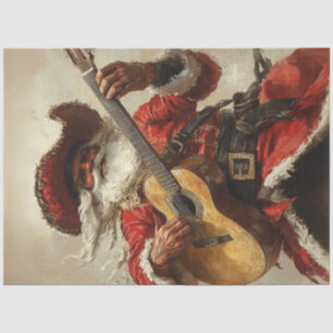 Decoupage Mexican Santa Playing Guitar Tissue Paper