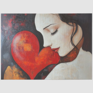 Decoupage Minimalist Valentine Heart Ladies Face Tissue Paper