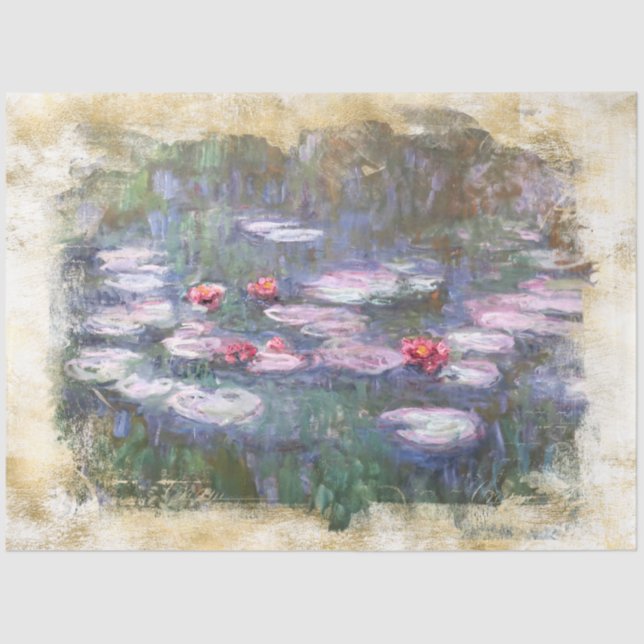 ** Decoupage Monet Lily Pond Floral Vintage AR23  Tissue Paper (Front)