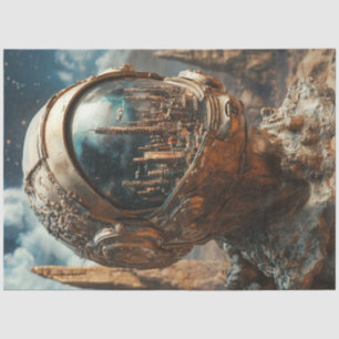 Decoupage Moon Scene Astronaut City Reflection Tissue Paper