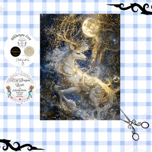 Decoupage Moonborne Majestic White Stag Horse Tissue Paper