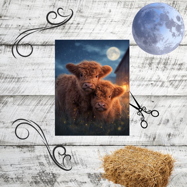 Decoupage Moonlit Night Highland Mom & Baby  Tissue Paper (Creator Uploaded)