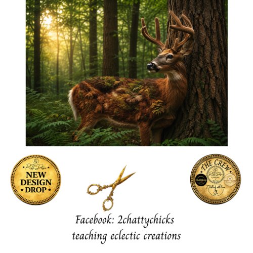 Decoupage Moss Covered Deer Forest Wildlife Art Tissue Paper