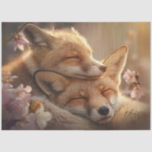 Decoupage Mother Baby Fox Sleeping Forsest Tissue Paper