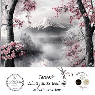 Decoupage Mount Fuji's With Cherry Blossoms & Lake Tissue Paper