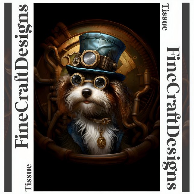Decoupage Mousseline Steampunk Dog Faux Ink L 033  Tissue Paper (Creator Uploaded)