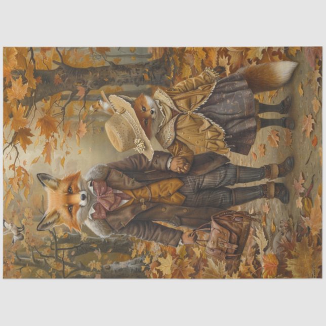 Decoupage Mr. Fox Bridges & Daughter Lily Tissue Paper (Front)