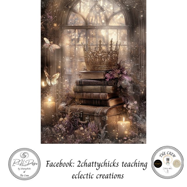Decoupage Mystical Fantasy Crown Books Candlelight Tissue Paper (Creator Uploaded)