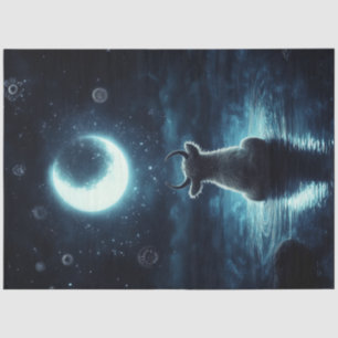 Decoupage Mystical Highland Cow Starring at Moon Tissue Paper