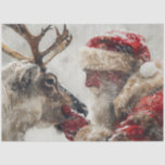 Decoupage Mystical Santa &amp; Rudolph Nose to Nose Tissue Paper