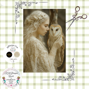 Decoupage Mystical Woman In Ivory With Owl Tissue Paper