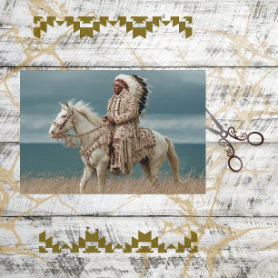 Decoupage Native American Indian Chief on Horse Tissue Paper