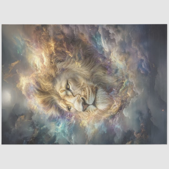 Decoupage Nebula Cosmic Lion Vibrant Color Tissue Paper (Front)