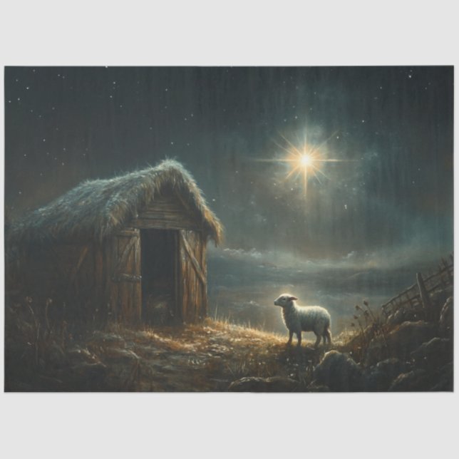 Decoupage North Star Lamb Jesus Birth Tissue Paper (Front)