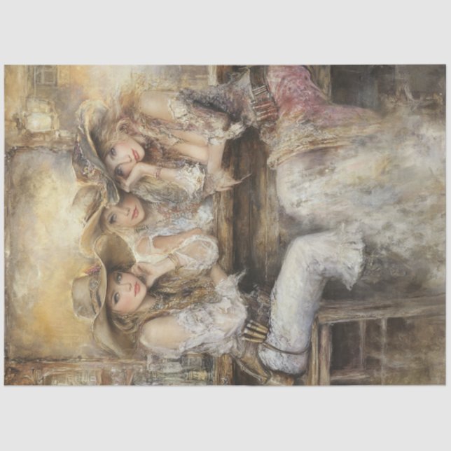 Decoupage Nostalgic Ladies Western Saloon  Tissue Paper (Front)