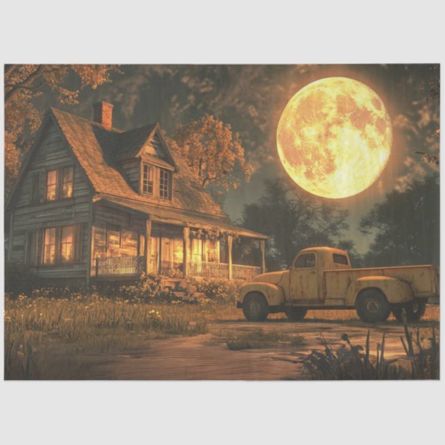 Decoupage Nostalgic Rustic Farmhouse Moon  Tissue Paper (Front)
