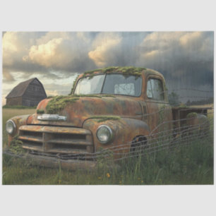 Decoupage Nostalgic Rusty Farm Truck Field Setting Tissue Paper