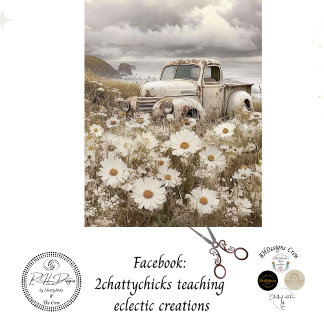 Decoupage Nostalgic White Truck Field Daisies  Tissue Paper