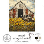 Decoupage Old White Red Barn White Rusty Truck  Tissue Paper